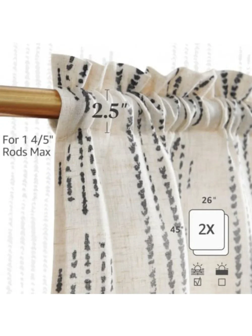 Boho Striped Linen Tier Curtains | Chic Cafe Kitchen Window Drapes